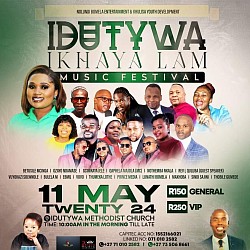 11 May Sindi Sajin will be perfoming at Idutywa Methodist Church @ 10:00AM